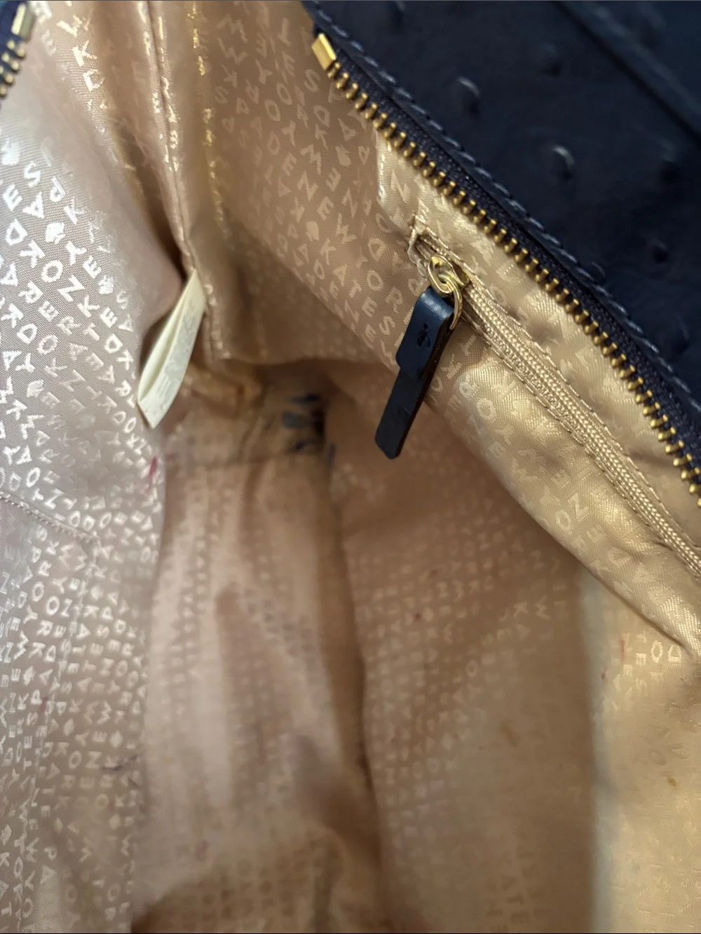 kate spade Navy-Ostrich Leather Shoulder Tote